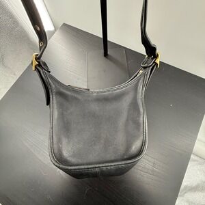 Vintage Coach Janice Black Leather Crossbody USA Made 90s Brass